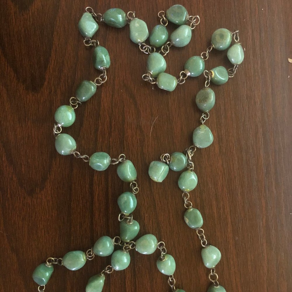 Long Jade bead necklace